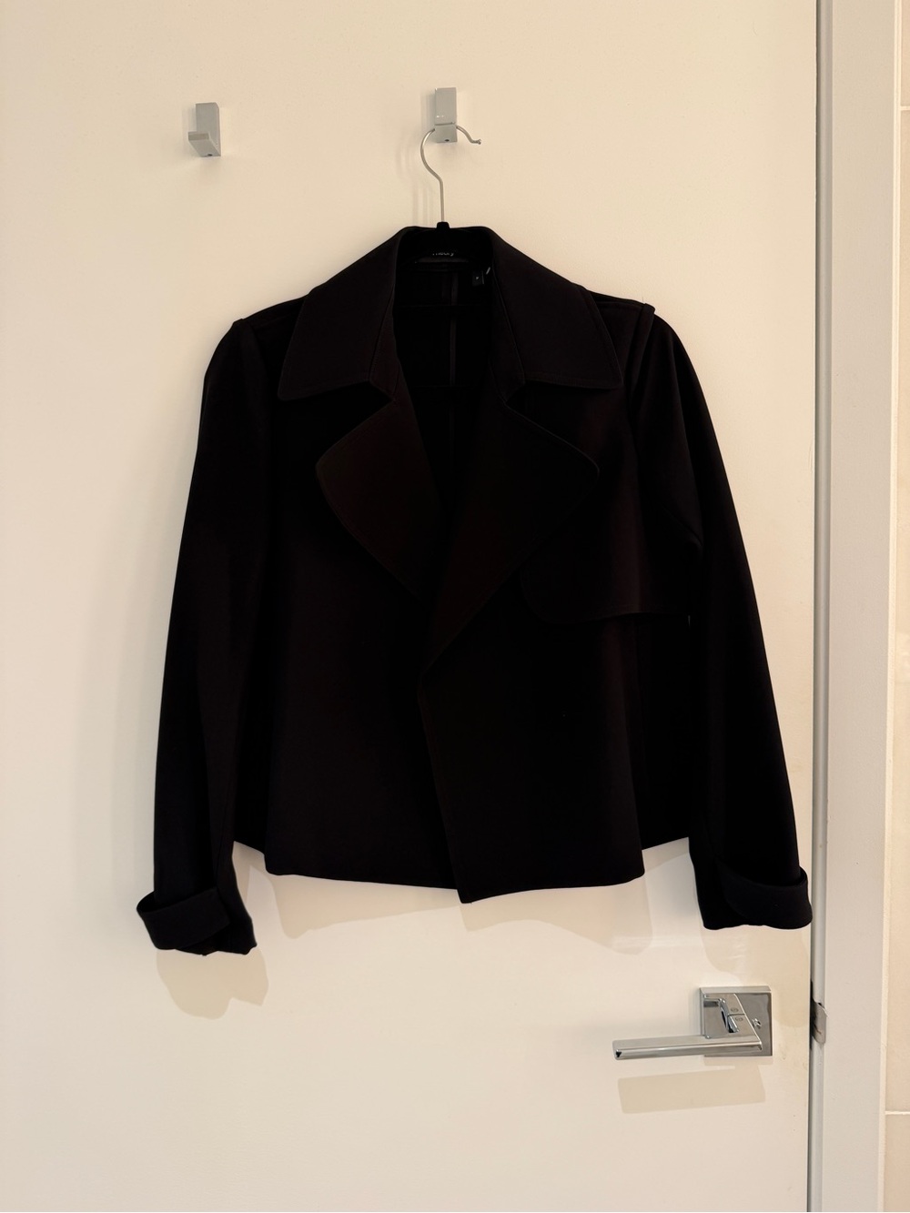 Theory Black Cropped Trench Jacket